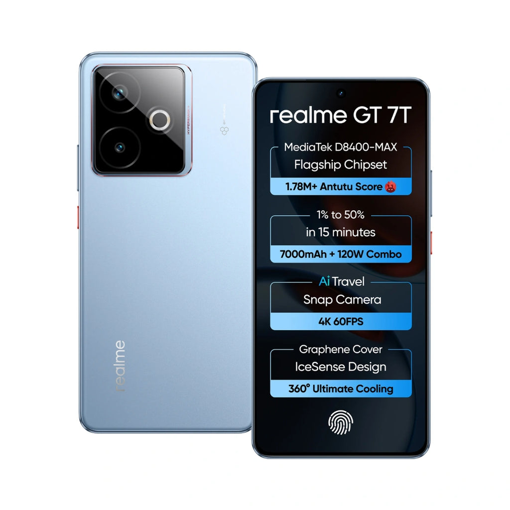 realme GT 7T  | MediaTek D8400 MAX | Strongest Battery Combo 7000mAh + 120W | AI 4K 60FPS Travel Camera | 6000 nits Display
