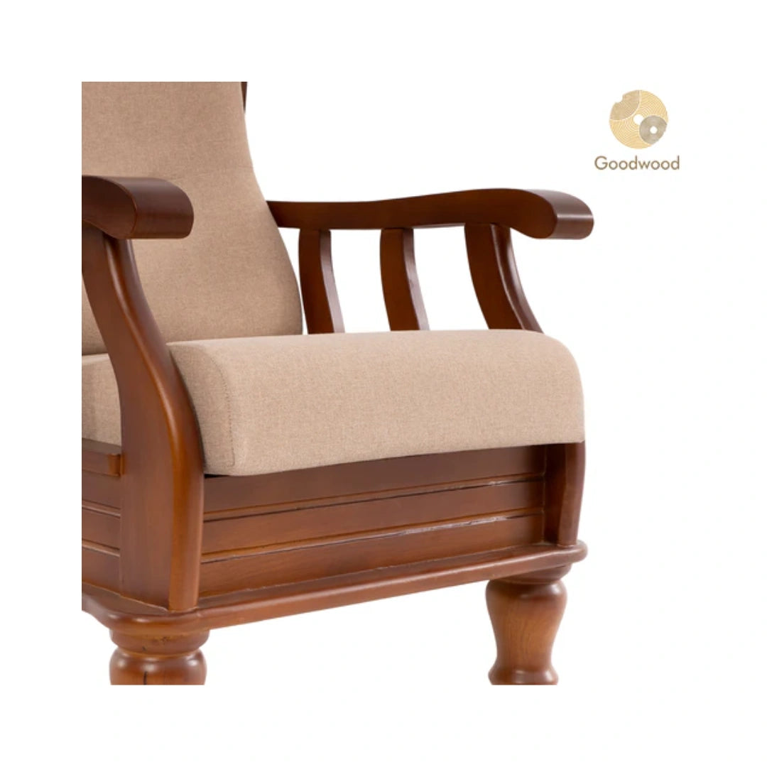 Goodwood JK-HIGH BACK 3+1+1 Sofa | Premium Fabric | Frame Material: Rubber Wood |