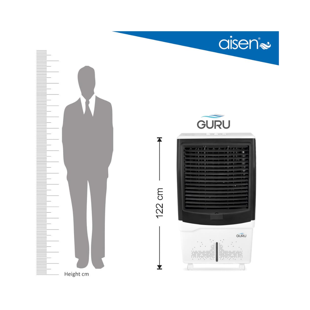 Stylo 55 liters Personal Air Cooler | ABS Fan Blade | Castor Wheel | 4 Way Air Deflection|