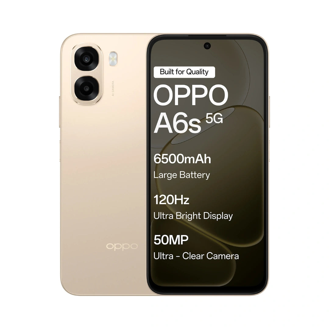 OPPO A6s 5G | 6.75 inches Display | 120Hz Refresh Rate | Mediatek Dimensity 6300 | 50MP Rear Camera | 5MP Front Camera | 6500mAh Battery | 44W SUPERVOOCTM Charging