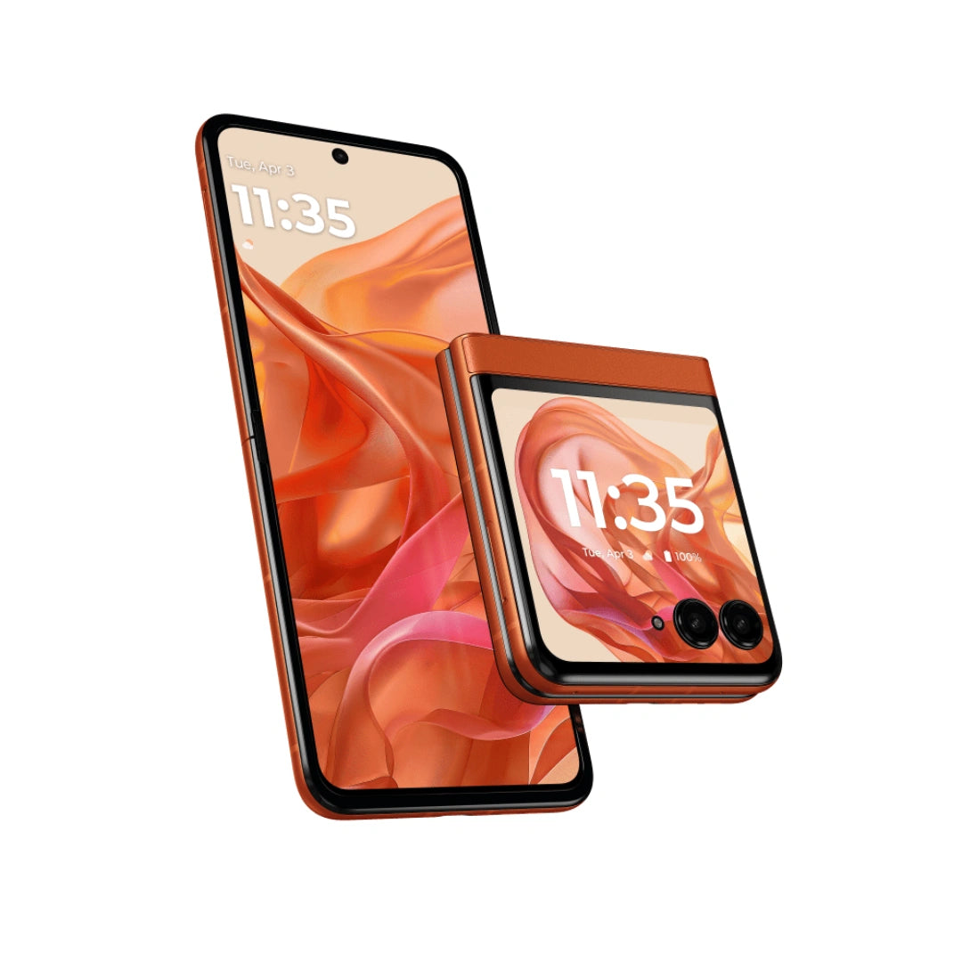 Motorola razr 50 | 3.6" External AMOLED Display | 6.9" AMOLED 120Hz Display | 32MP Selfie Camera orange clour