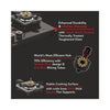 VIDIEM VOGUE 4B HOB Gas Cooktop | World's First Fully Removable Burner Assembly| 10MM Toughened Glass | Hexa Flame Forged Brass Burners | Manual Ignition