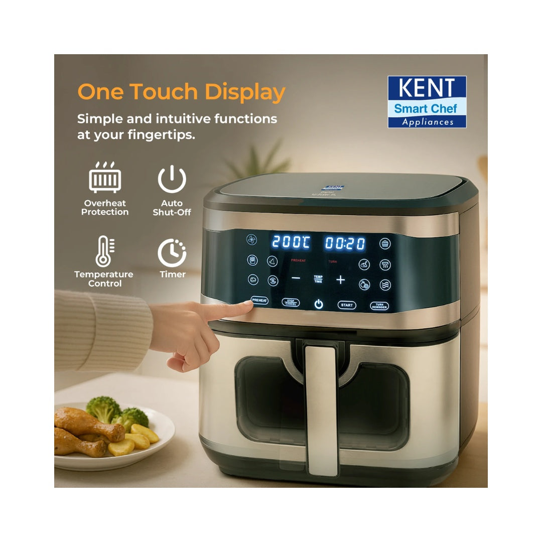 KENT Digital Air Fryer 8L |  7 Preset Menus | Dehydration Function |  Touch Control Panel & Digital Display | Auto Shut-Off Function| Adjustable Temperature and Timer Control  Price