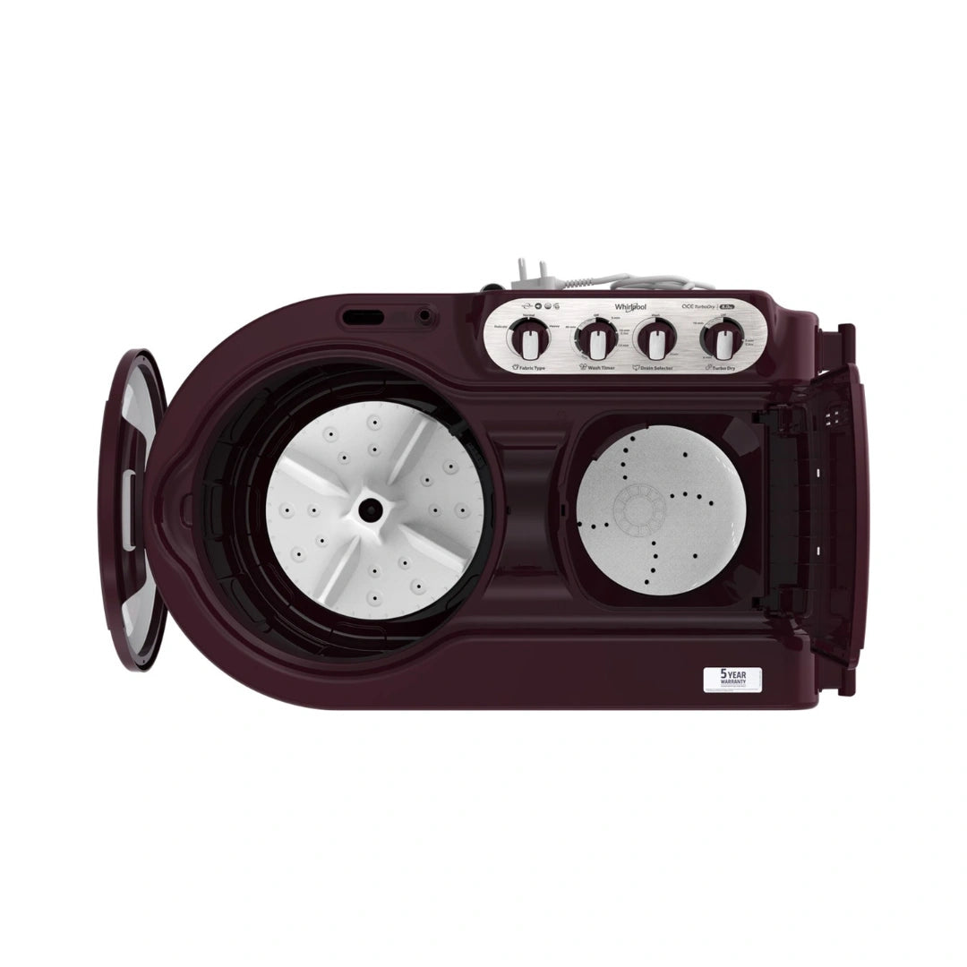 Whirlpool | 7.5Kg Ace 7.5 Super Soak Wine Dazzle | Semi Automatic Top Loading Washing Machine | Motor Speed 1400 RPM | 5 Water Levels