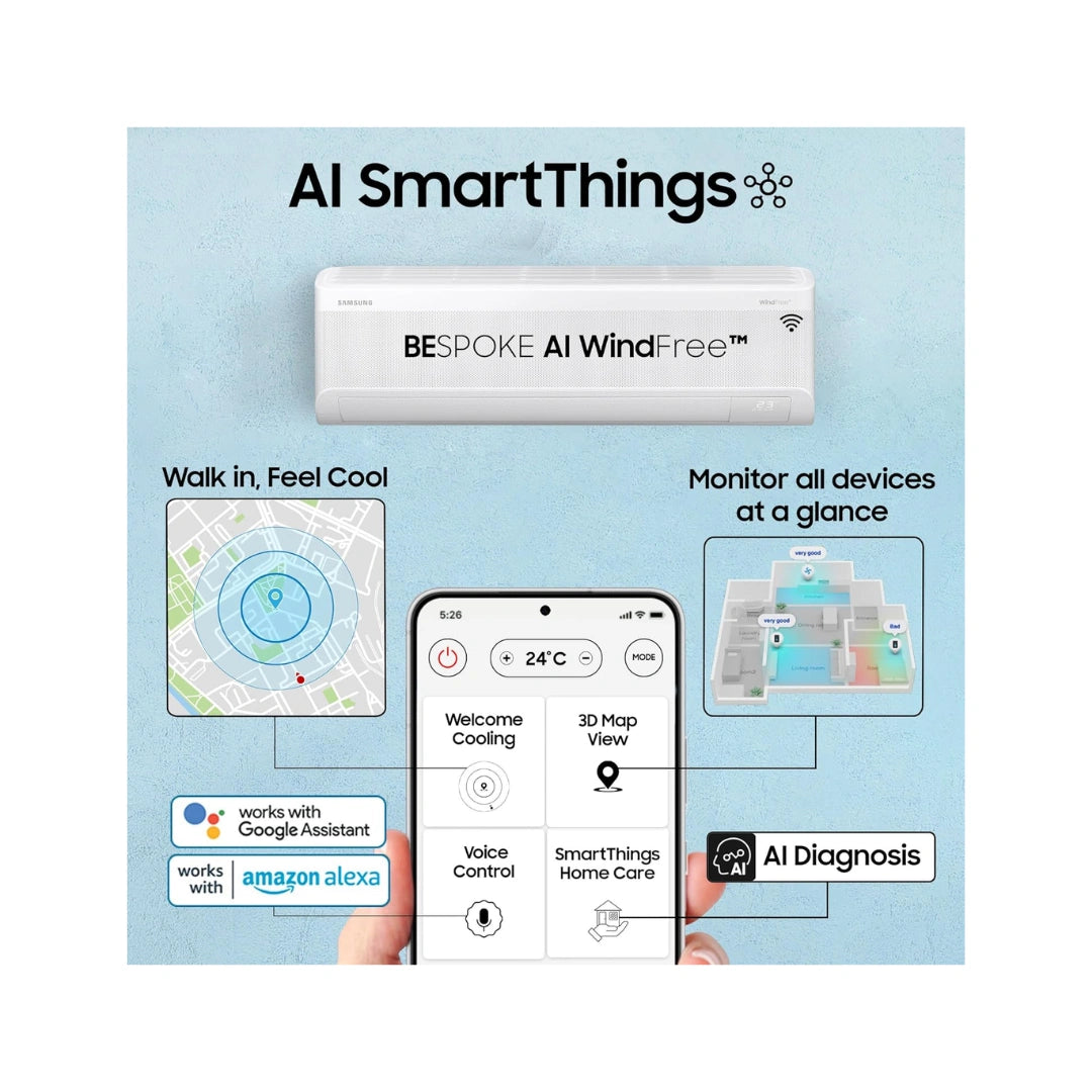 Samsung 1.5, 3 Star Ton,Bespoke AI WIndFree Inverter Split AC