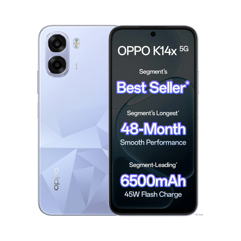 OPPO K14x 5G | 6.75 inches Display | 120Hz Refresh Rate | MediaTek Dimensity 6300 | 50MP Rear Camera | 5MP Front Camera | 6500mAh Battery | 45W SUPERVOOCTM Charging