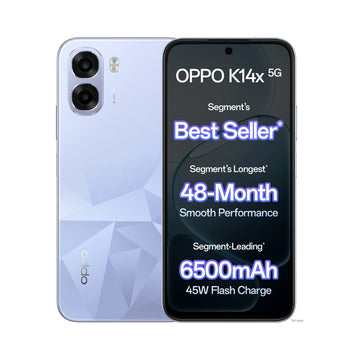 OPPO K14x 5G | 6.75 inches Display | 120Hz Refresh Rate | MediaTek Dimensity 6300 | 50MP Rear Camera | 5MP Front Camera | 6500mAh Battery | 45W SUPERVOOCTM Charging