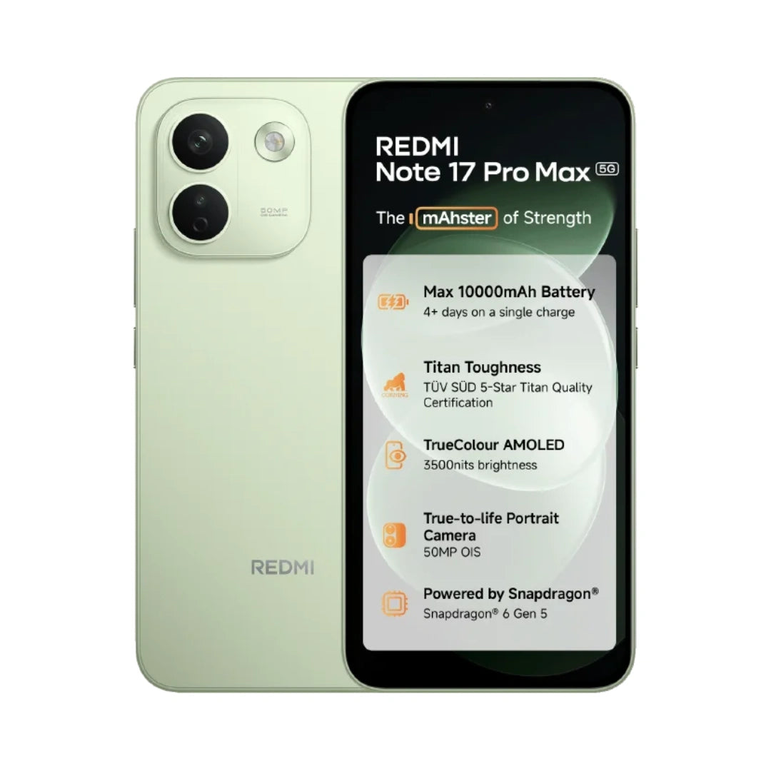 Redmi Note 17 Pro Max 5G | 6.83 inch AMOLED Display | Xiaomi HyperOS 3 with Android 16 | Snapdragon® 6 Gen 5 | 50MP Main Camera | 32MP Front Camera | Dolby Atmos | Hi-Res Audio | 10000mAh Battery | 100W Hyper Charging