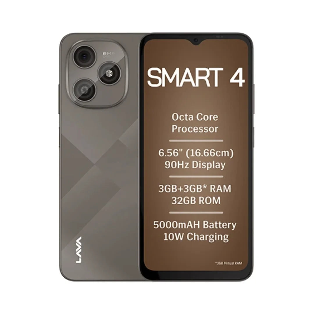 Lava Smart 4 | 6.56 inch QHD Display | UNISOC 9863A Octa-core Processor | 8MP Rear Camera | 5MP Front Camera | 5000mAh Battery | Dual Nano Sim
