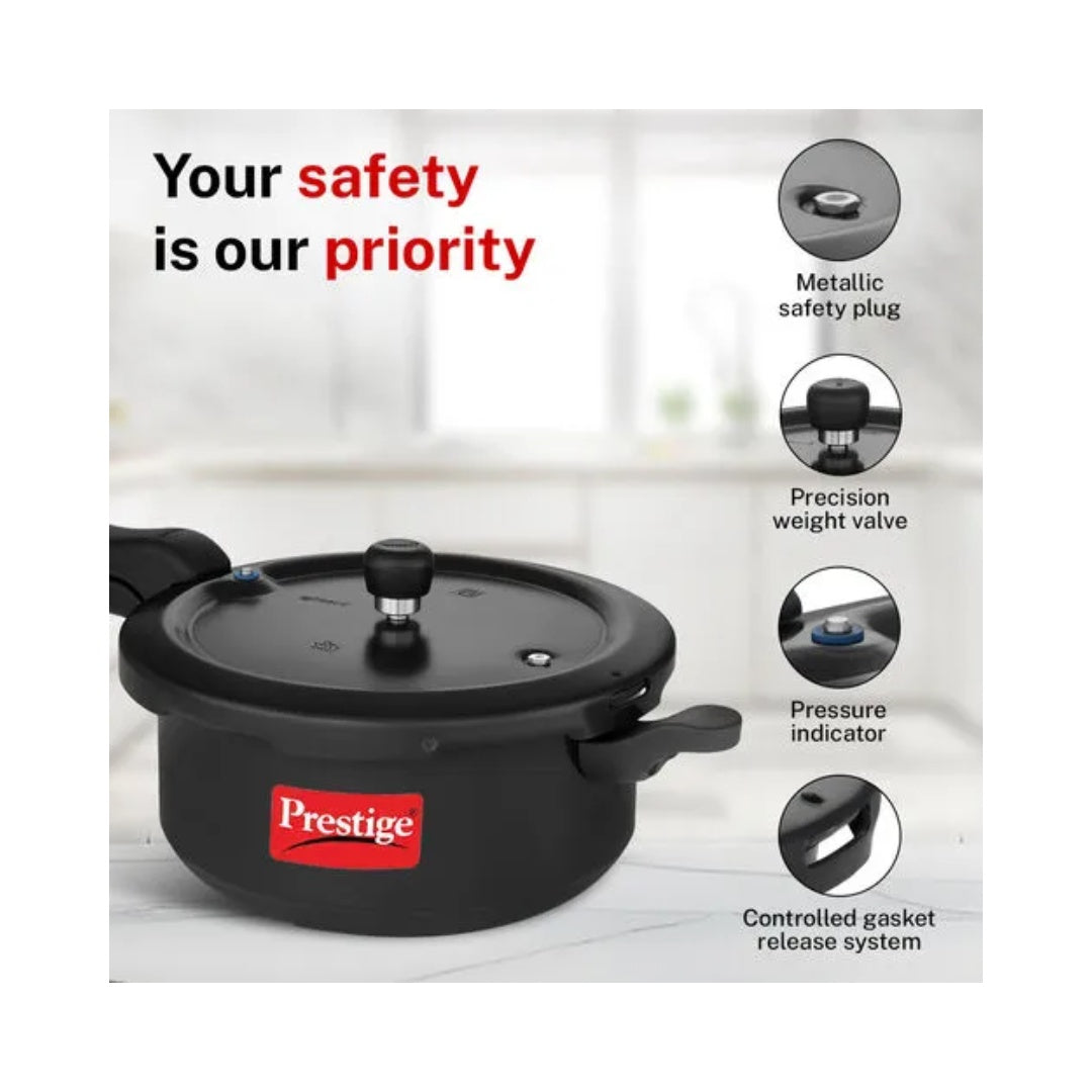 Prestige 5LTR SVACHH HA SENIOR PRESSURE PAN With Deep Lid | Unique Lid Which Controls Spilage | Mini Metallic Safety Plug | Controlled Gasket Release System | Durable Handles | Anti Bulge Induction Base