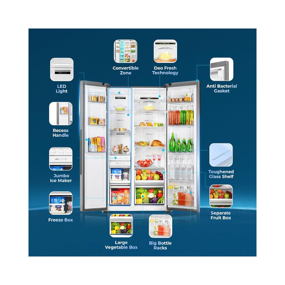 Haier 602L,Side By Side Frost Free Refrigerator | Expert Inverter Technology | Deo Fresh Technology | WiFi Enabled