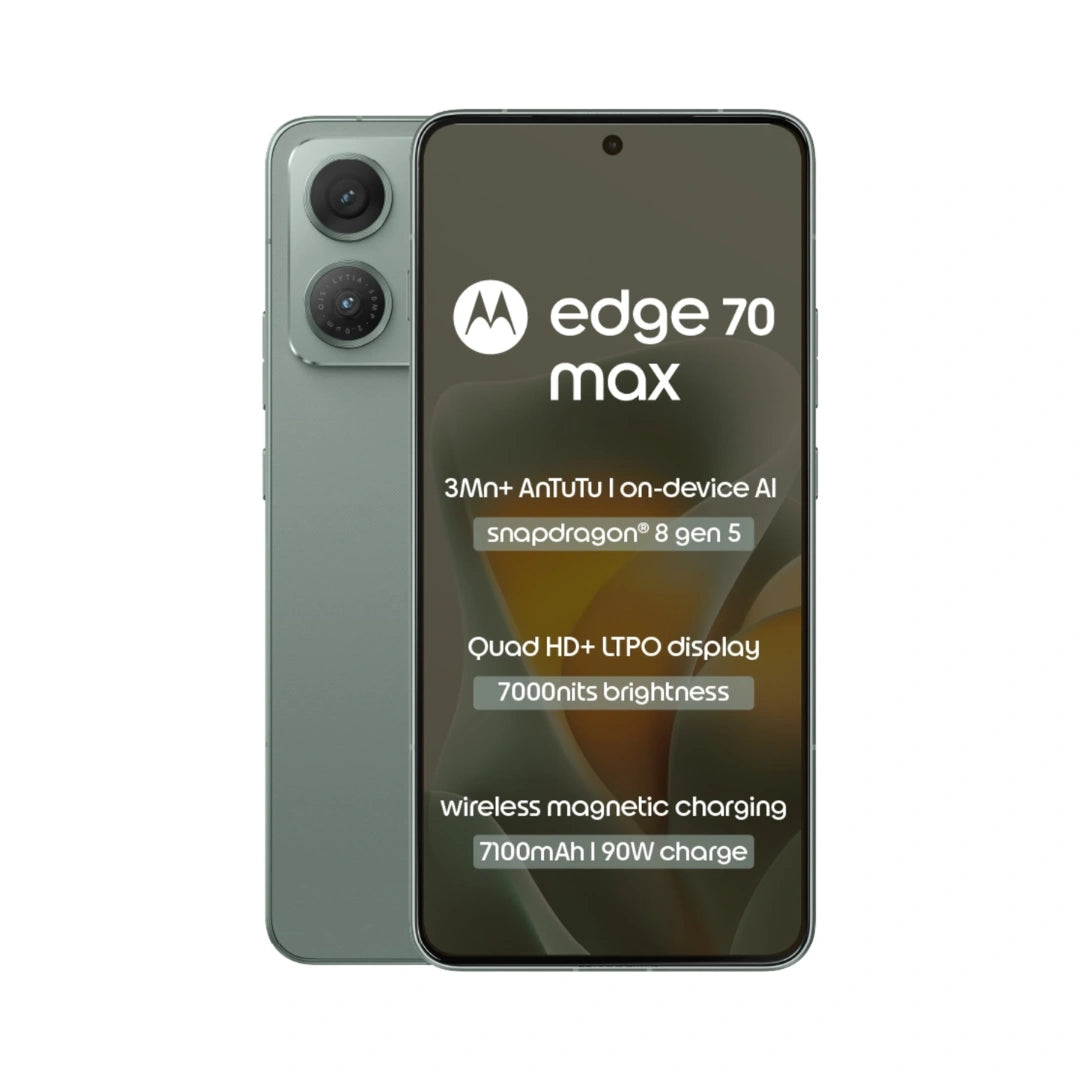 Motorola Edge 70 Max | 6.8" Extreme AMOLED Display | Snapdragon® 8 Gen 5 | 50MP Sony LYTIA™ Main Camera | 32MP Front Camera | 7100mAh Battery | IP69/IP68/IP66 Underwater Protection | Corning® Gorilla Glass® 7i Protection | 90W TurboPower™ Wired Charging