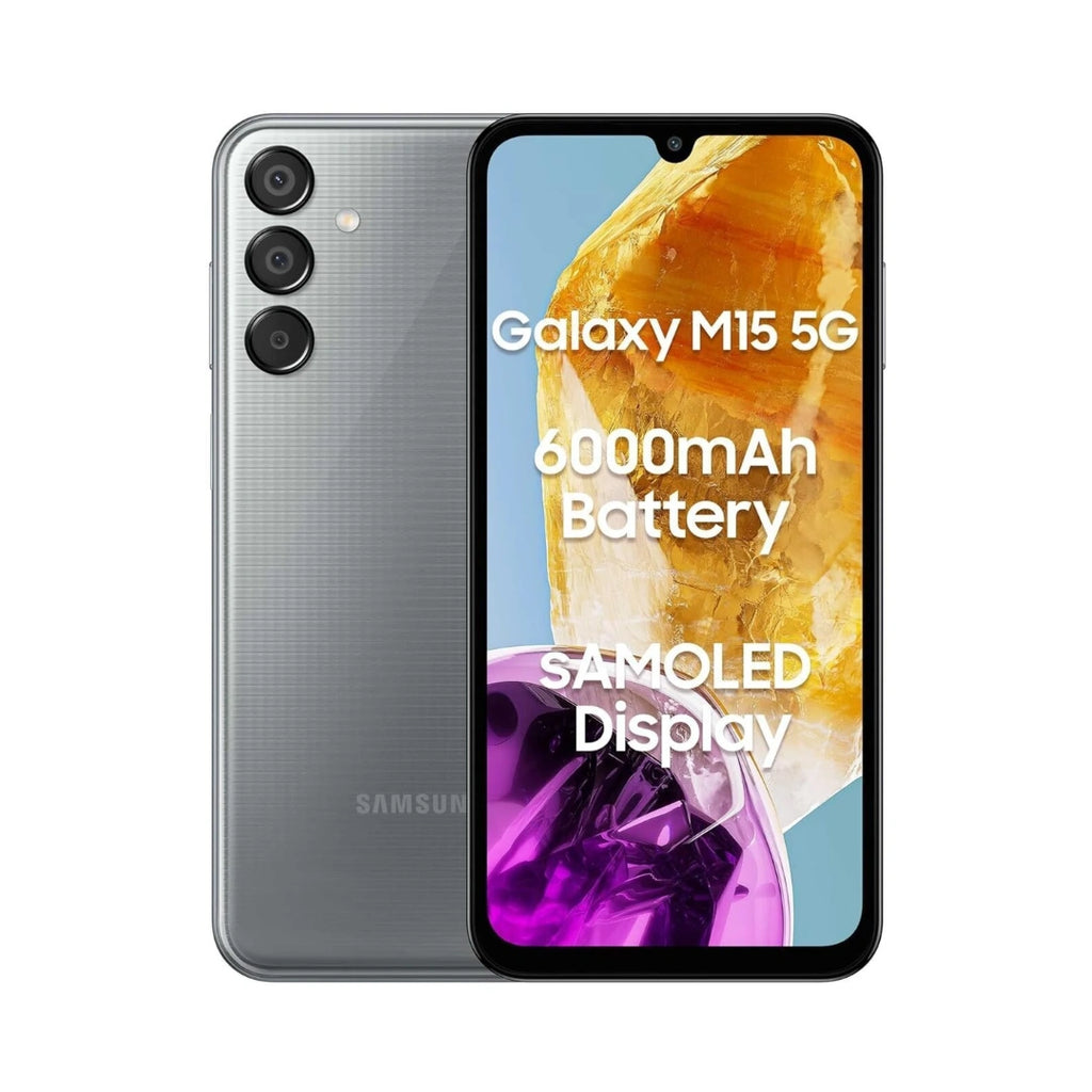 Samsung Galaxy M15 5G |  6.5 inches Super AMOLED Display | Mediatek Dimensity 6100+ | 50MP Triple Rear Camera| 13MP Front Camera | 6000mAh Battery