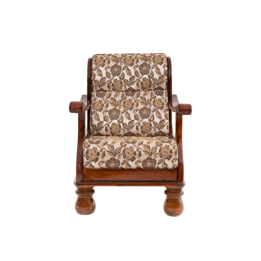 Heritage Valli 3 + 1 + 1 Teakwood Sofa | Premium Fabric | Frame Material : Teak Wood |
