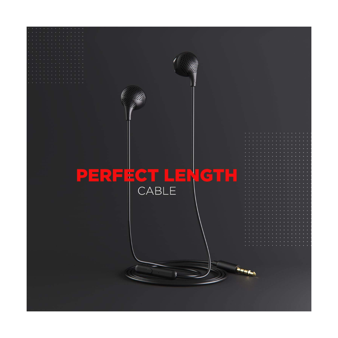 BoAt Bass Heads 104 Wired Earphone - Perfect Length Cable