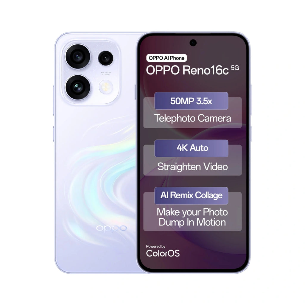 OPPO Reno 16c 5G | 6.57 inch AMOLED Display | MediaTek Dimensity 7300 | 50MP Triple Rear Camera | 50MP Front Camera | 7000mAh Battery | 80W SUPERVOOC Charging