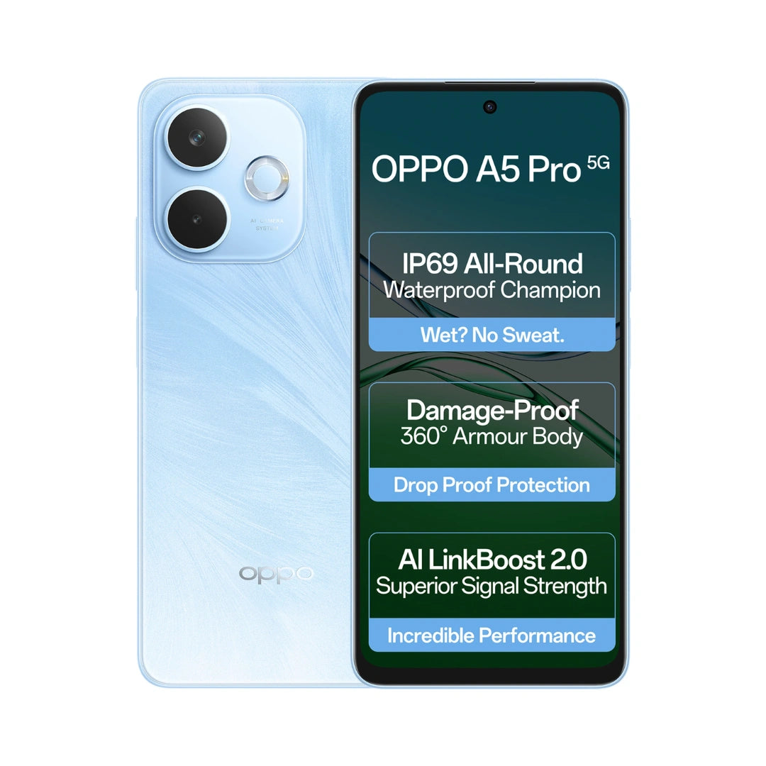 Oppo A5 pro 5G| MediaTek Dimensity 6300 |  ColorOS 15 | 50MP rear camera | 8MP Front Camera