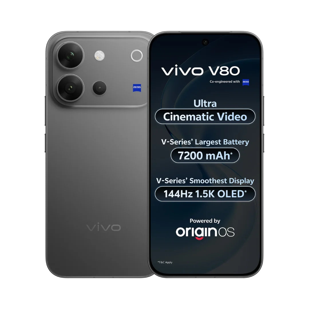 Vivo V80 | 6.59 inch AMOLED Display | Snapdragon® 7 Gen 4 | 50MP Dual Rear Camera | 50MP Front Camera | 7200mAh Battery | 90W Flash Charging | Flagship-Grade IP69 Water Resistance