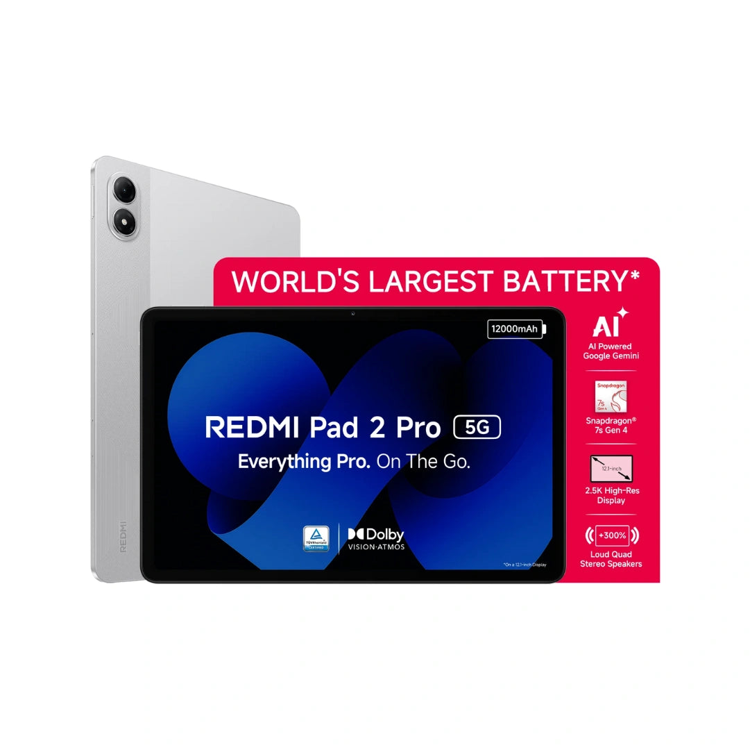 Redmi Pad 2 Pro 5G | 12.1 inches Display | Snapdragon 7s Gen 4 | HyperOS 2 | 13MP Rear Camera | 8MP Camera | 12000mAh Battery | 33W Fast Charging