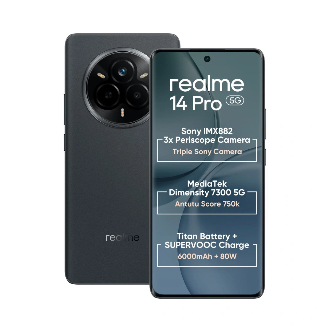 Realme 14 Pro 5G | 6.77" Curved OLED Display | 50MP Sony OIS Camera | 16MP Front Camera | 6000mAh Battery | Dimensity 7300 Energy Processor | 45W Fast Charging