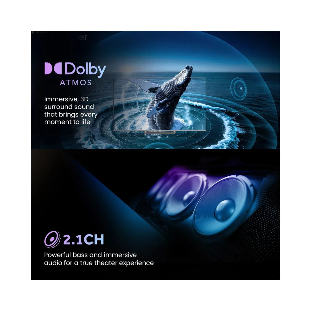 Haier 55 inch H55M90EUX Smart TV | Dolby Vision IQ | Dolby Atmos | Hands Free Voice Control | Google Assistant  | MEMC 120Hz | 144Hz Refresh Rate