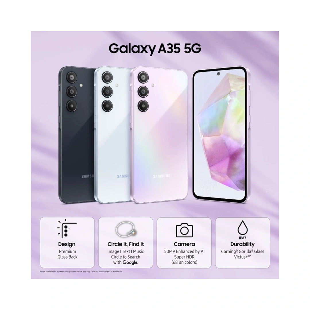 Samsung Galaxy A35 5G ( 8GB RAM, 256GB Storage) | Premium Glass Back | 50MP Main Camera (OIS) | Nightography | IP67 Dust & Water Resistance | Corning Gorilla Glass Victus+ | 5000mAh Battery