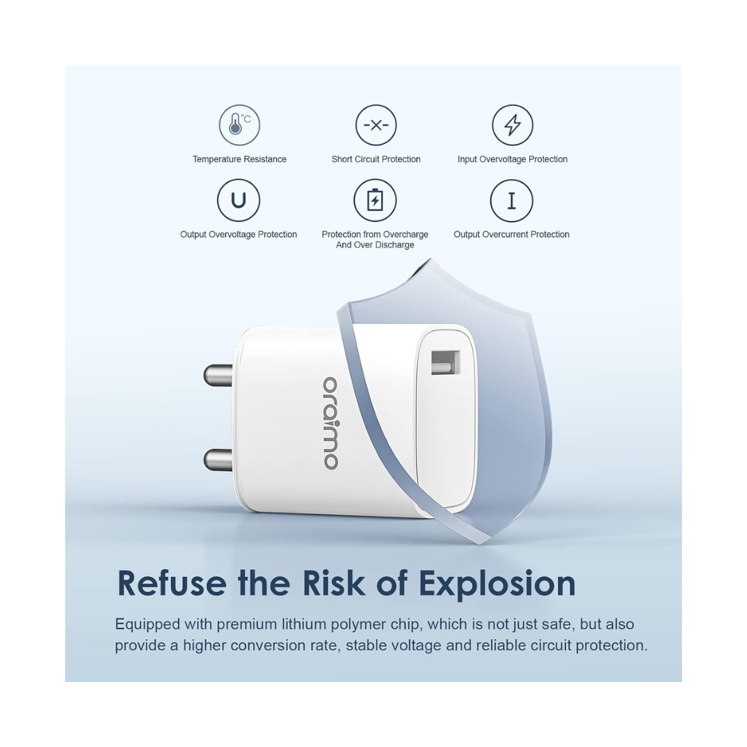 Oraimo 18W Type-C Fast Charger - Refuse the Risk of Explosion