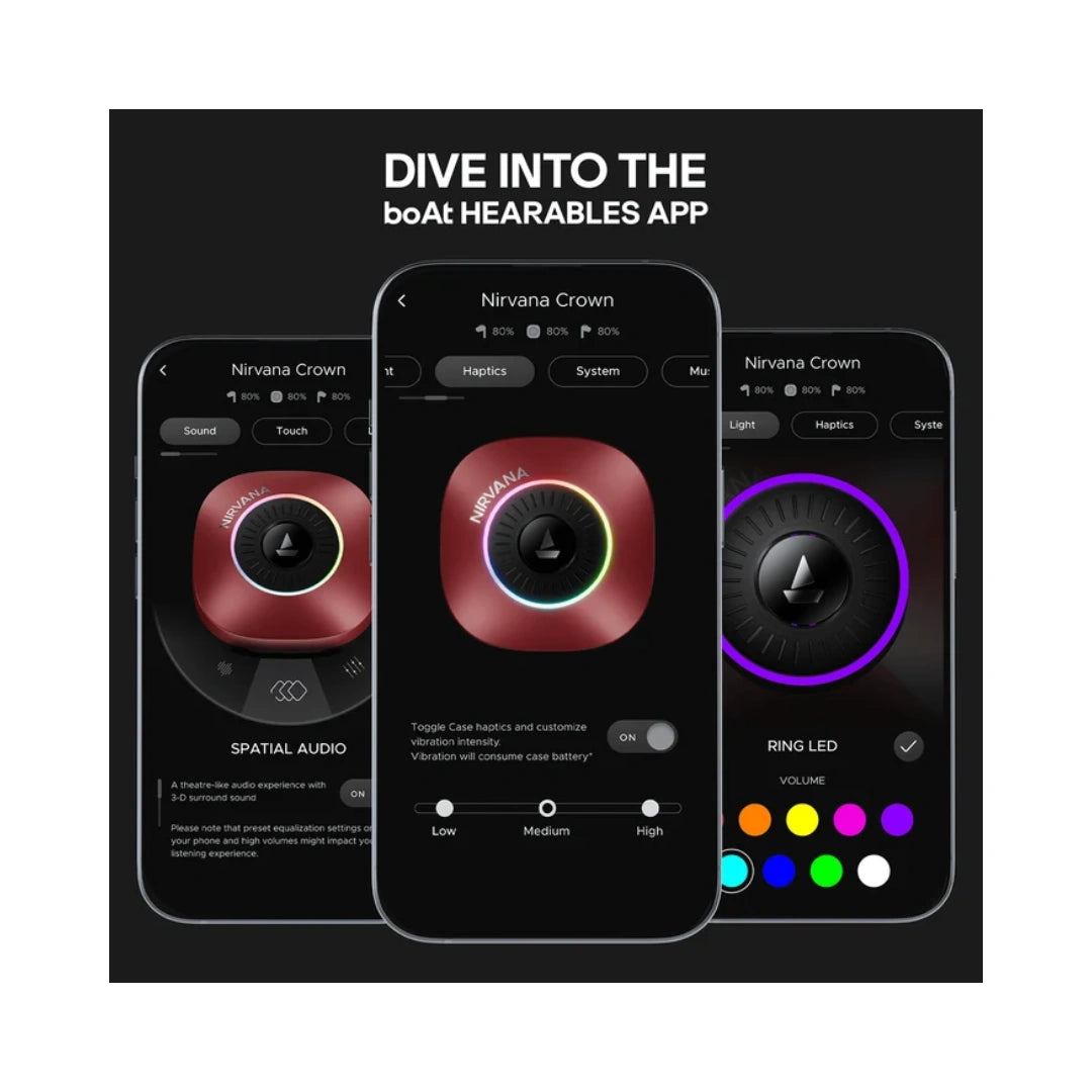 BoAt Nirvana Crown Earbuds | IPX4 Water Rating | Up to 50 dB (Hybrid ANC) | 50ms Low Latency (BEAST™ Mode)