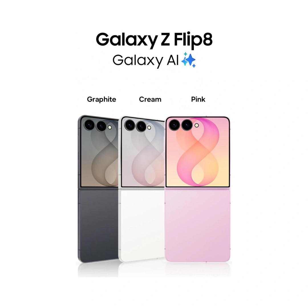 Samsung Galaxy Z Flip8 5G | 6.9 inch Super AMOLED | Exynos 2600 Chipset | 50MP Dual Camera | 10MP Front Camera |  Corning® Gorilla® Glass Victus® 2 Protection | IP48 Water Resistance | 4300mAh Battery