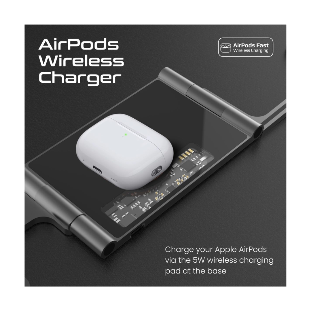 Promate AuraFold-Trio 15W - Wireless Charger - AirPods Wireless Charger