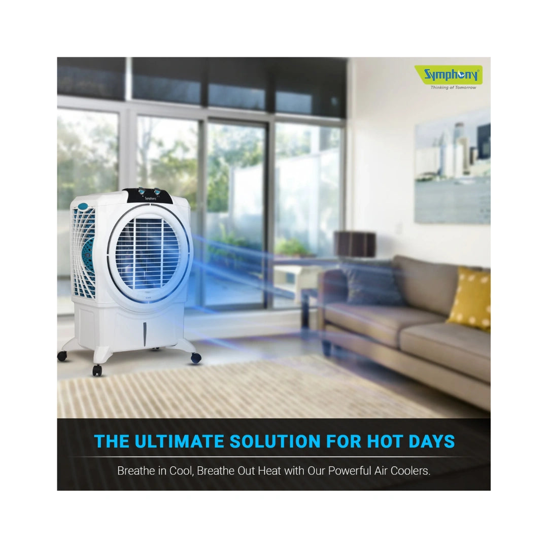 Symphony Desert Air Cooler For Home | Honeycomb Pads | Powerful +Air Fan | i-Pure Console | Low Power Consumption