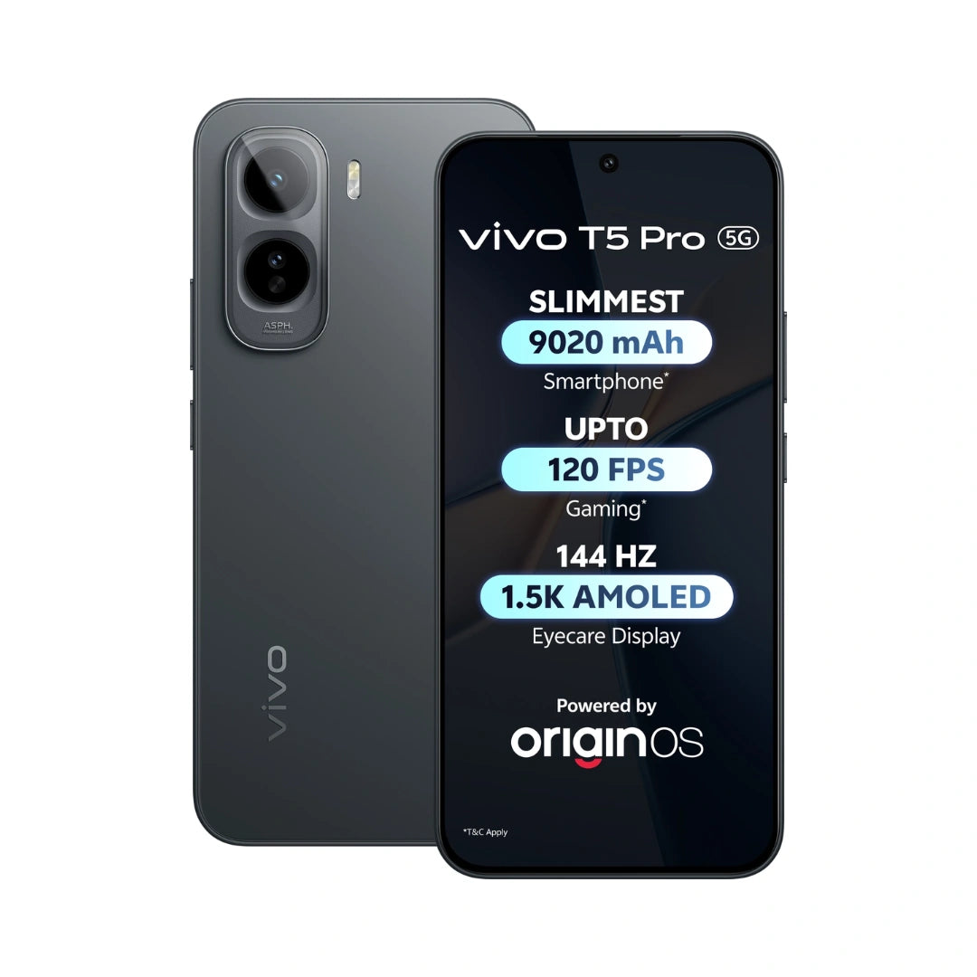 Vivo T5 Pro 5G | 6.83 inches LTPO AMOLED Display | Snapdragon® 7s Gen 4 | 50MP (Sony IMX882) Main Camera | 32MP Front Camera | 9020mAh Battery | 90W Fast Charging