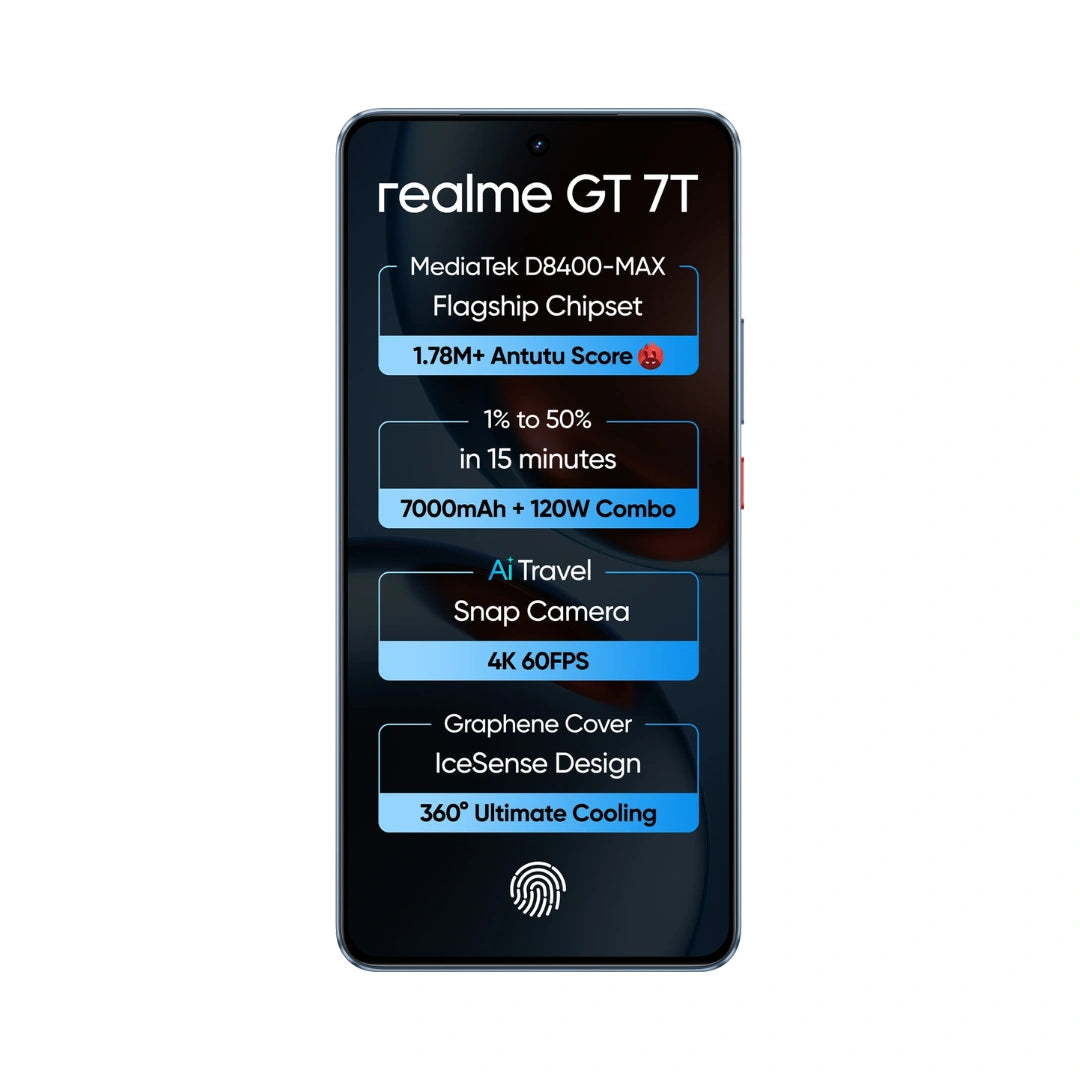realme GT 7T  | MediaTek D8400 MAX | Strongest Battery Combo 7000mAh + 120W | AI 4K 60FPS Travel Camera | 6000 nits Display