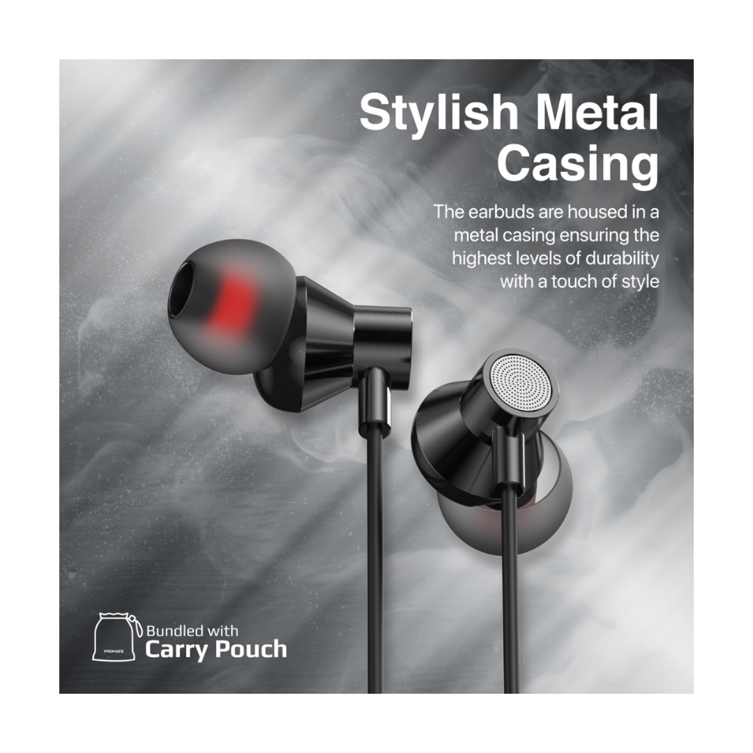 Promate Silken-C Wired Eraphone - Stylish Metal Casing