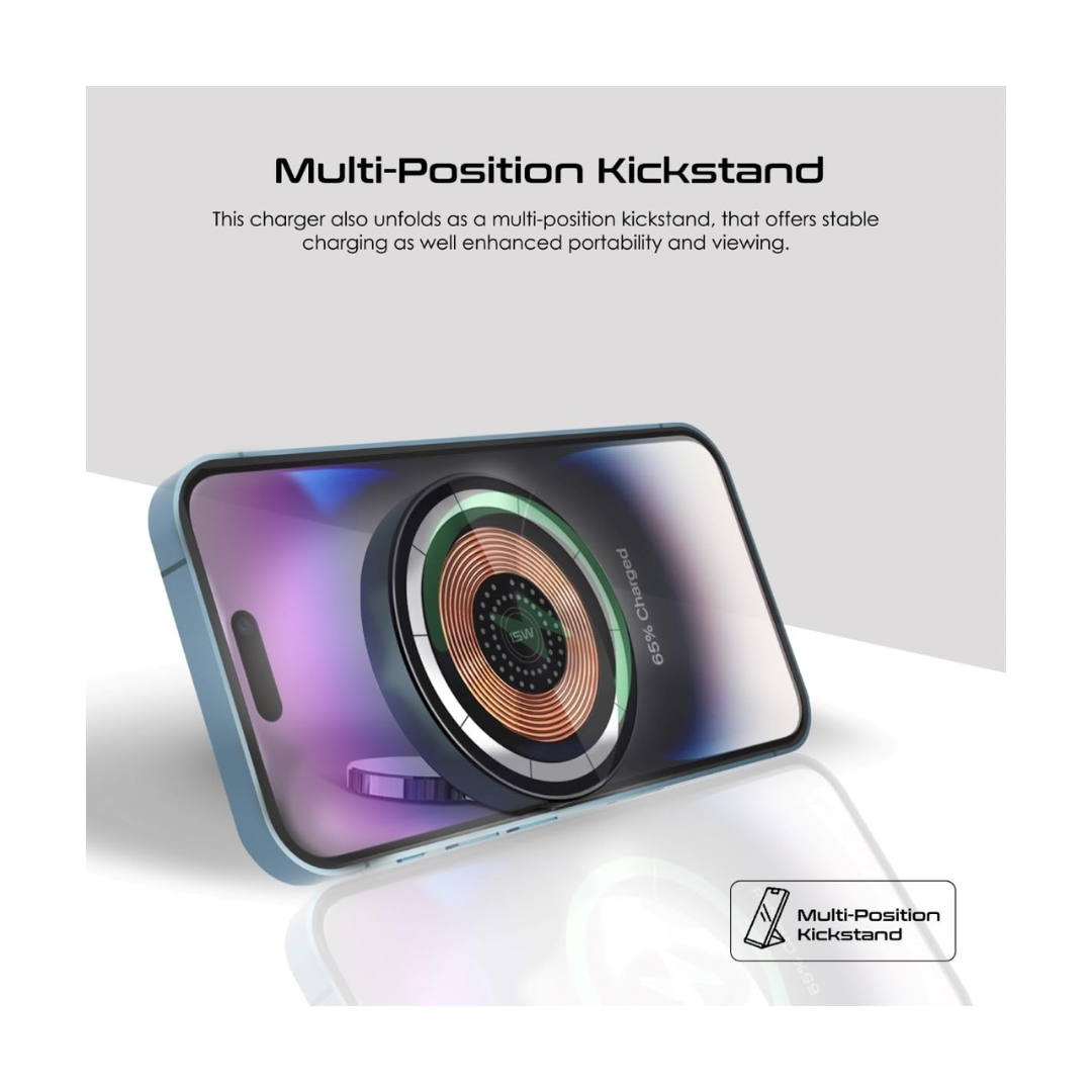 Promate MagRing 15W Wireless Charger - Multi-Position Kick Stand