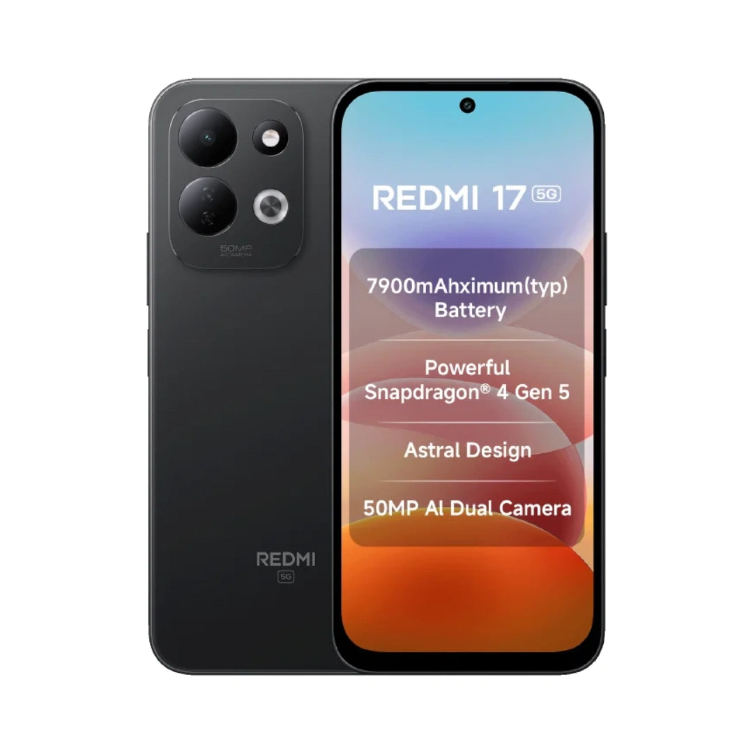 Redmi 17 5G | 6.9 inch Display | 120Hz Refresh Rate | Xiaomi Hyper OS 3 | Snapdragon® 4 Gen 5 Processor | 50MP Main Camera | 8MP Front Camera | 7900mAh Battery | 45W Turbo Charging