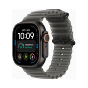 Apple Watch Ultra 4 Titanium Case | Ocean Band Translucent Black | Retina Display with Wide Angle OLED | Dust Resistance IP6X Water Resistance | WatchOS | Wind Noise Mitigation | Dual Speakers