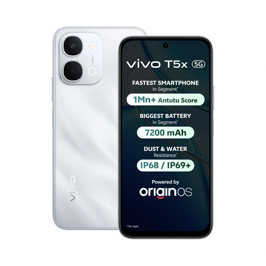 Vivo T5x 5G | 6.76 inches Display | MediaTek Dimensity 7400-Turbo | 50MP (Sony IMX852) | 32MP Front Camera | 7200mAh Battery | 44W Fast Charging
