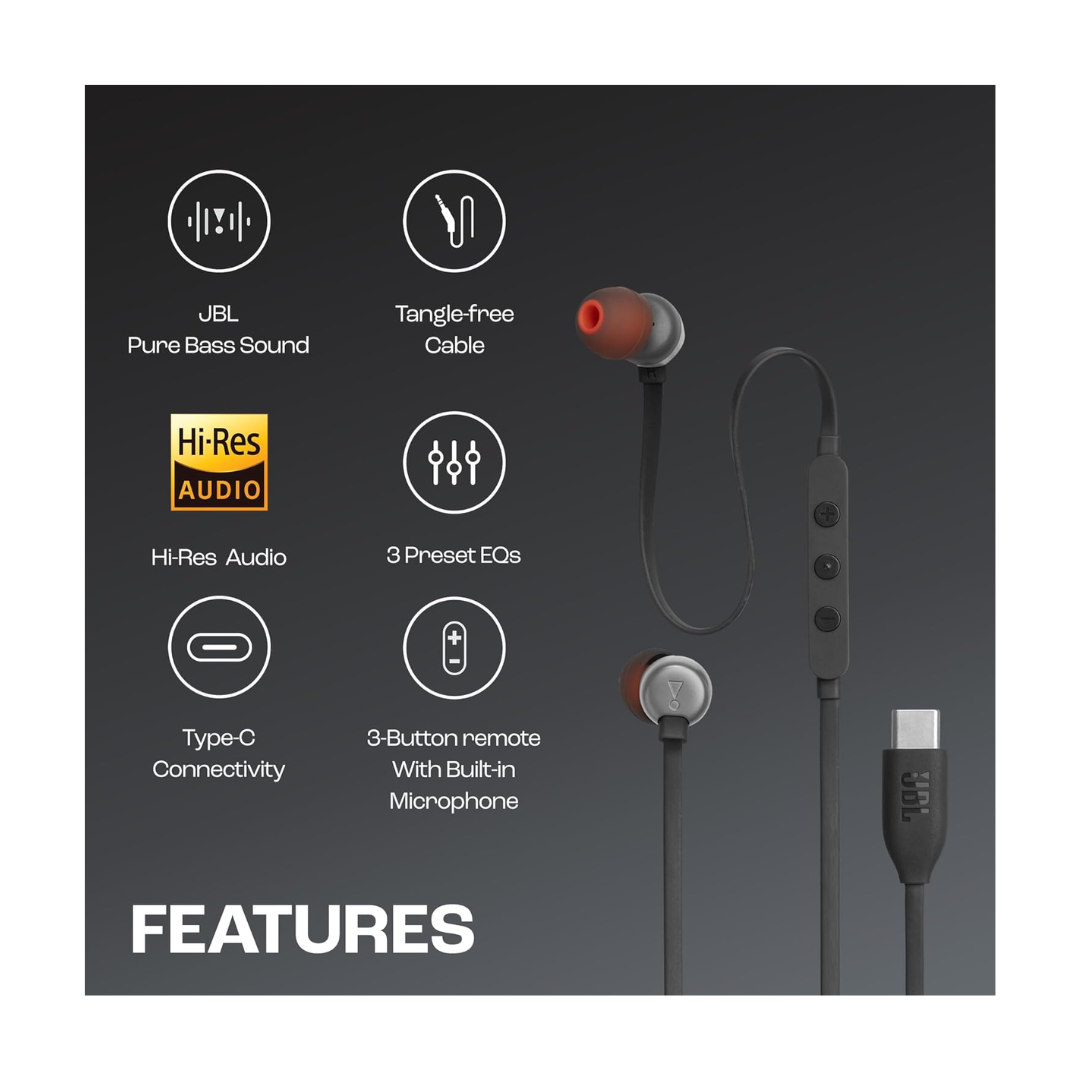 JBL Tune 310C USB Type-C Wired Earphone - Features