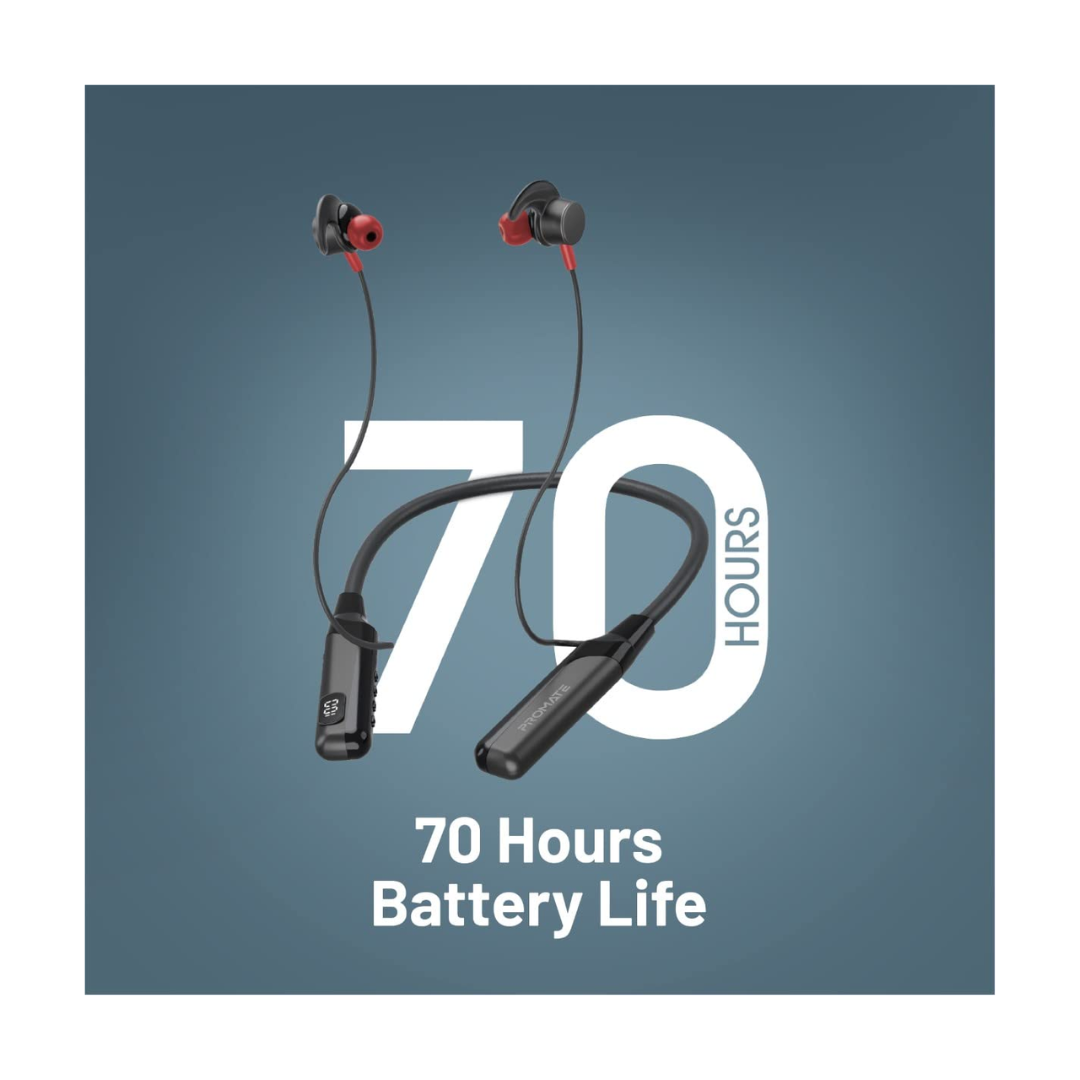 Promate Blend Bluetooth Neckband - 70hrs Battery Life
