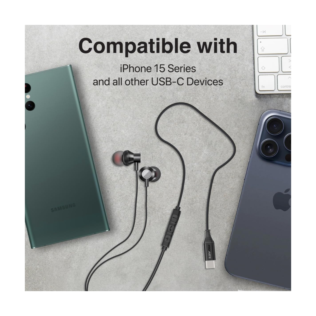 Promate Silken-C Wired Eraphone - Compatible With All Type-C Devices