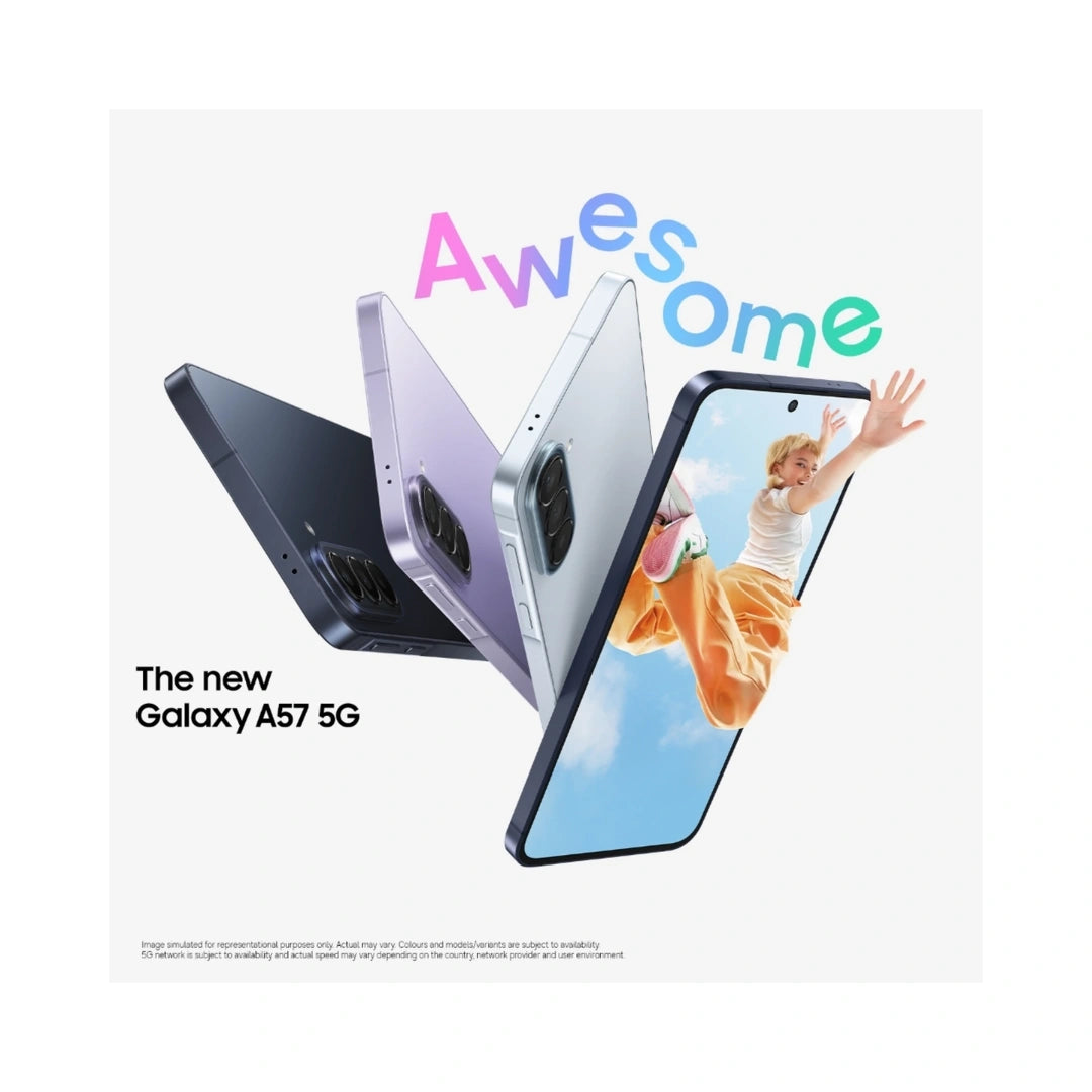 Samsung A57 5G | 6.7 inches Super AMOLED Plus 120 Hz Max Refresh Rate | Exynos 1680 customised for Galaxy | 50MP Main Camera | 12MP Front Camera | 5000mAh Battery