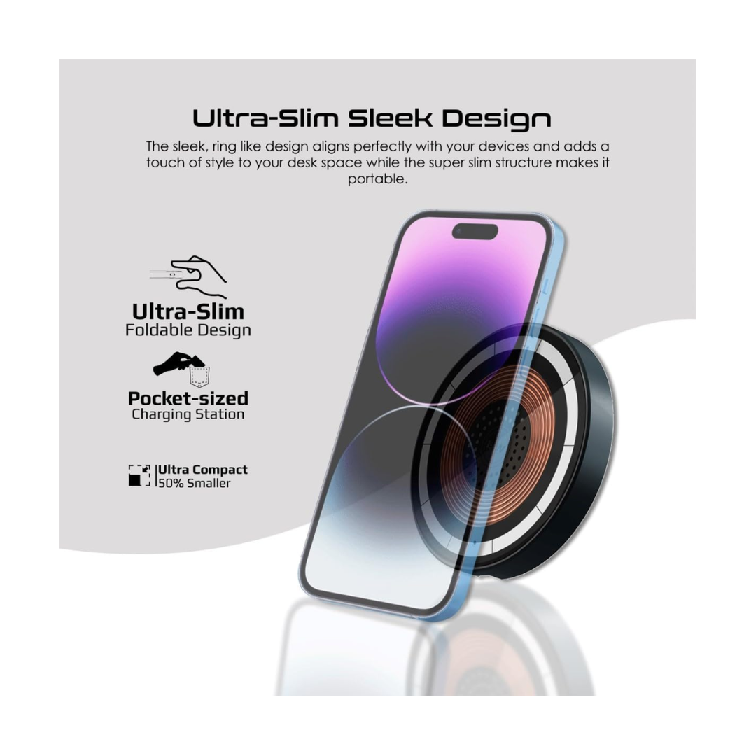 Promate MagRing 15W Wireless Charger - Ultra-Slim Sleek Design