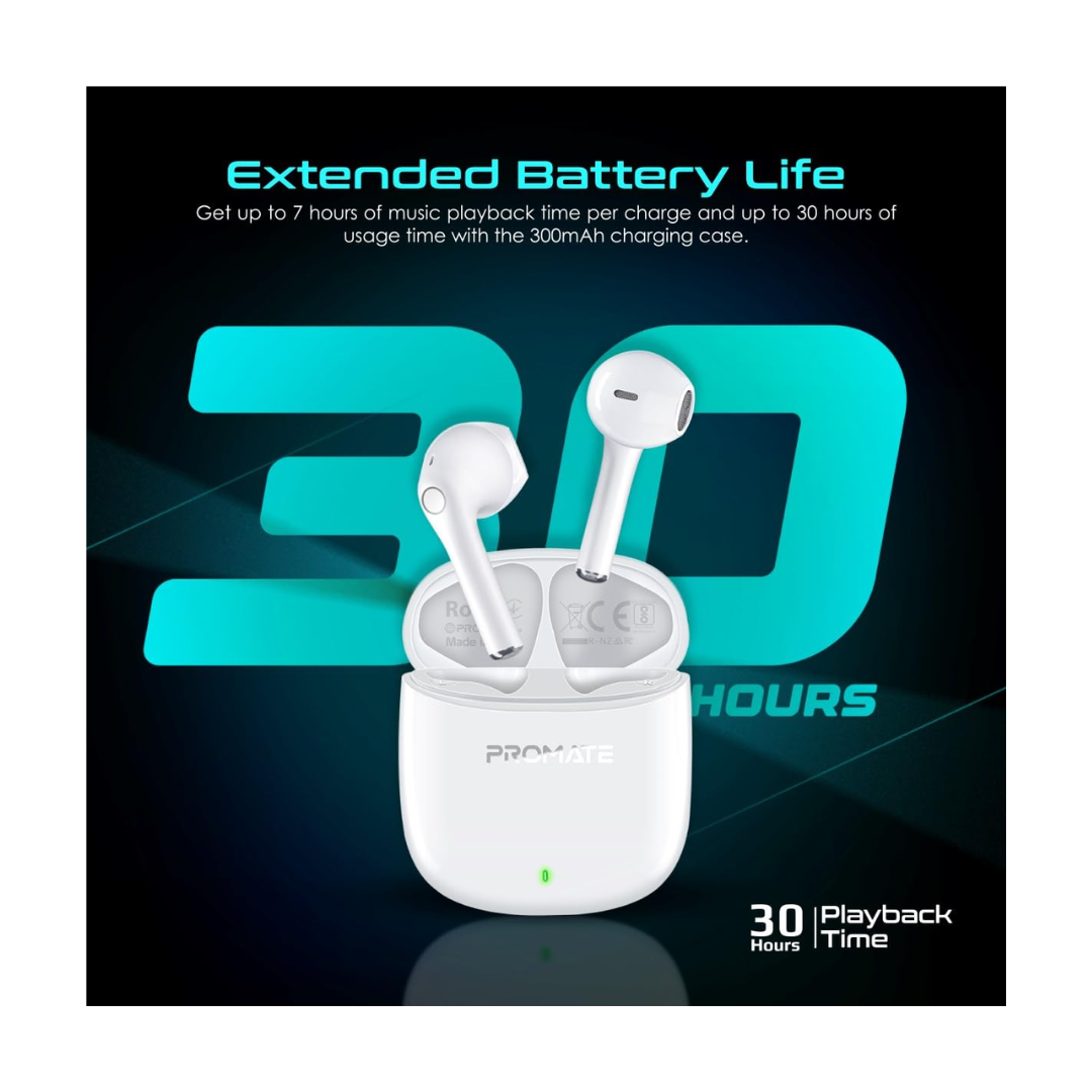 Promate Lima True Wireless Earbuds -  7 Hours Of Music Playback Time 