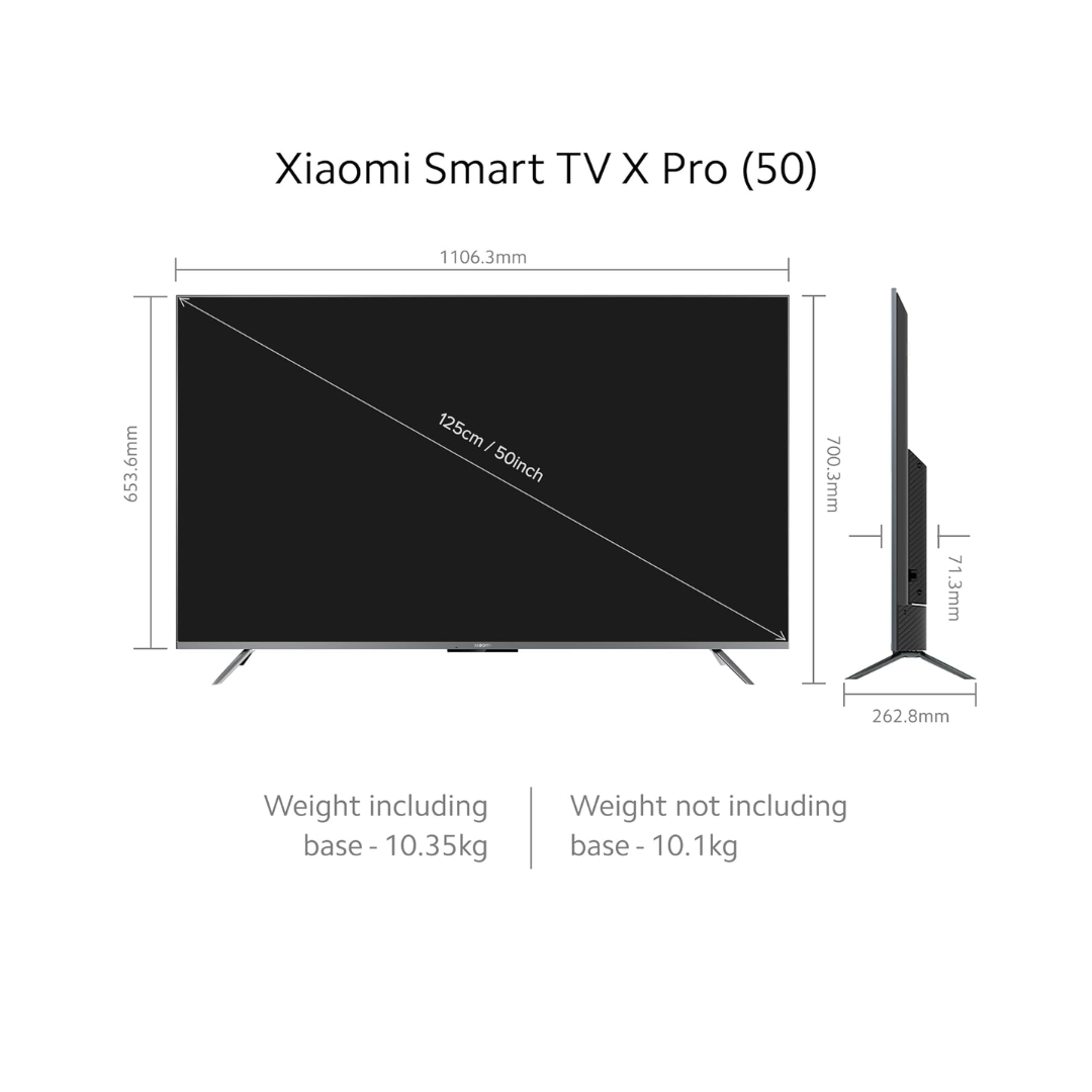 Redmi X Pro 50 inch - Google Smart TV - Dimensions