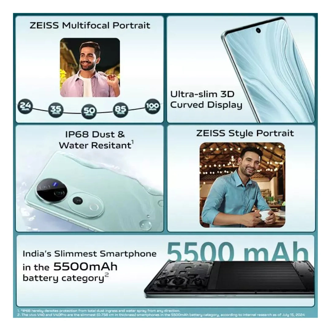 Vivo V40 Pro 5G  | AMOLED Display | Qualcomm SM7550-AB Snapdragon 7 Gen 3 | Dual Rear camera