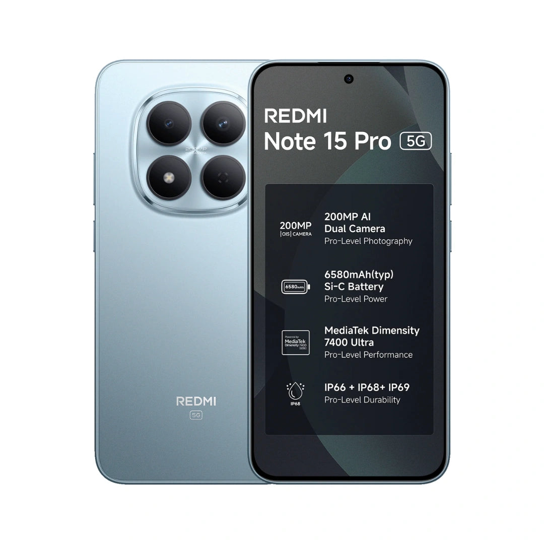 Redmi Note 15 Pro 5G | 6.83 inches AMOLED Display | MediaTek Dimensity 7400-Ultra | IP69K Water & Dust Resistance | 200MP Main Camera | 20MP Front Camera | 6580mAh Battery | 45W Turbo Charging
