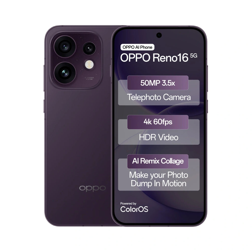OPPO Reno 16 5G | 6.32 inch AMOLED Display | Snapdragon® 7 Gen 4 | 50MP Triple Camera | 50MP Front Camera | 6700mAh Battery | 80W SUPERVOOC Charging