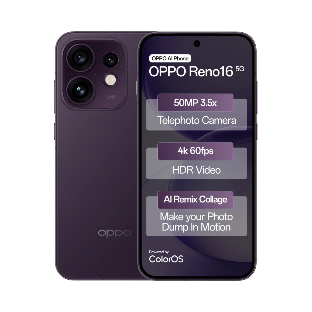OPPO Reno 16 5G | 6.32 inch AMOLED Display | Snapdragon® 7 Gen 4 | 50MP Triple Camera | 50MP Front Camera | 6700mAh Battery | 80W SUPERVOOC Charging