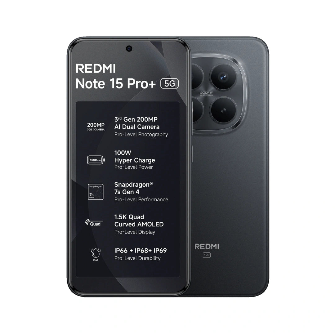 Redmi Note 15 Pro+ 5G | 6.83 inches AMOLED Display | Snapdragon 7s Gen 4 | IP69K Water & Dust Resistance | 200MP Main Camera | 32 Front Camera | 6500mAh Battery | 100W Hyper Charging